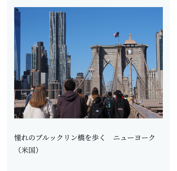 憧れのブルックリン橋を歩く ニューヨーク
(米国)